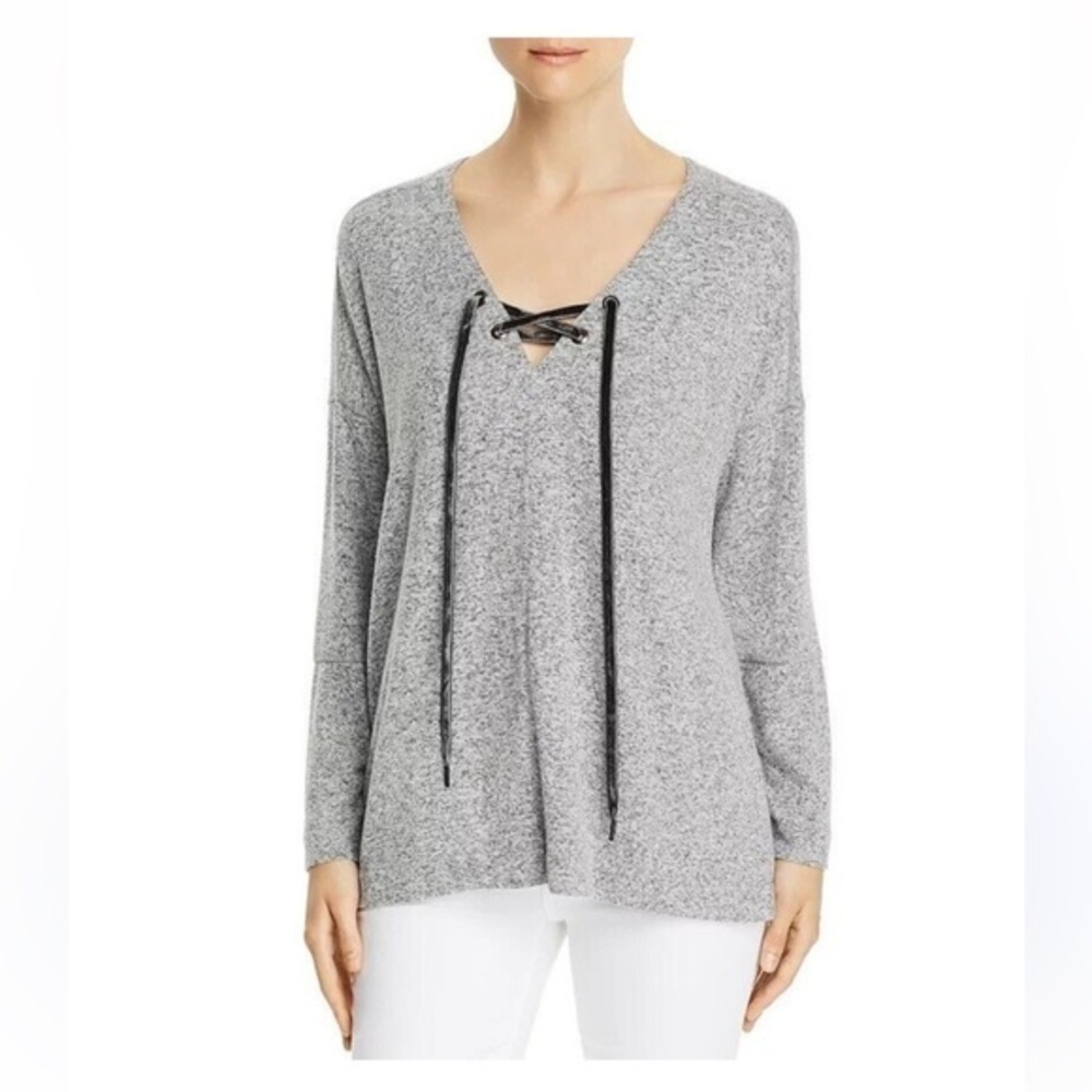 Rails Heather Gray Leigh soft Tie Front Long Sleeve Hoodie